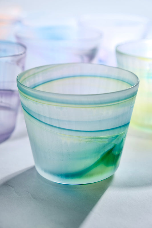 吉田晶乃 Akino Yoshida Handmade Glass Cups Green