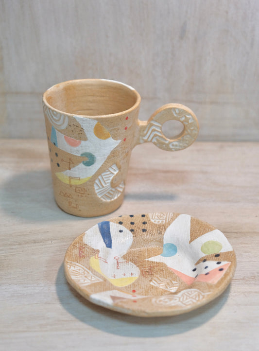 Hacorie-ハコリエ Handmade Ceramic Multiple Colors Cup and Saucer#1