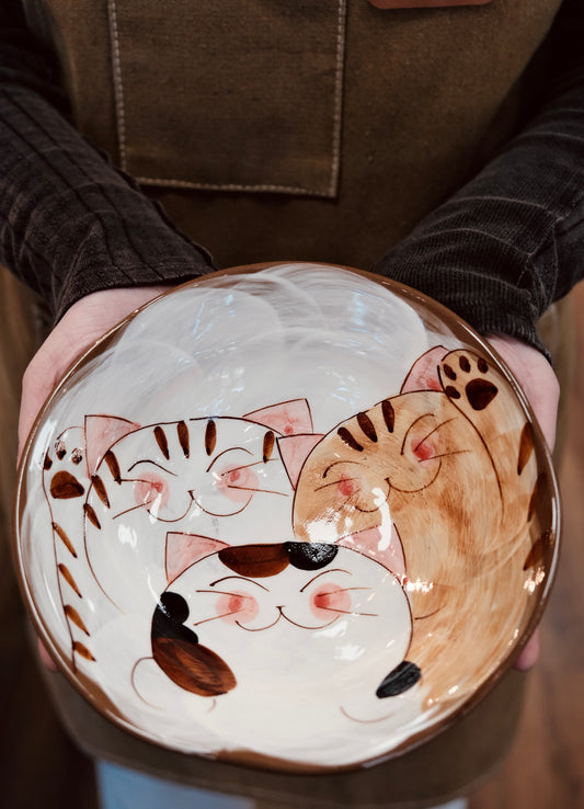 Hasami ware Handcraft Kitty Cat Deep Plate