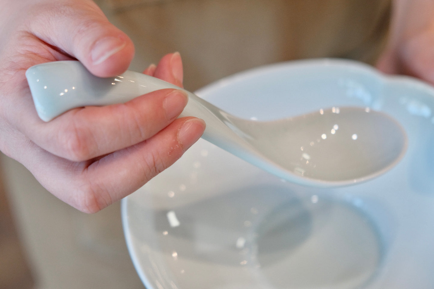 Japan Made Hakusan Porcelain Soup Spoon