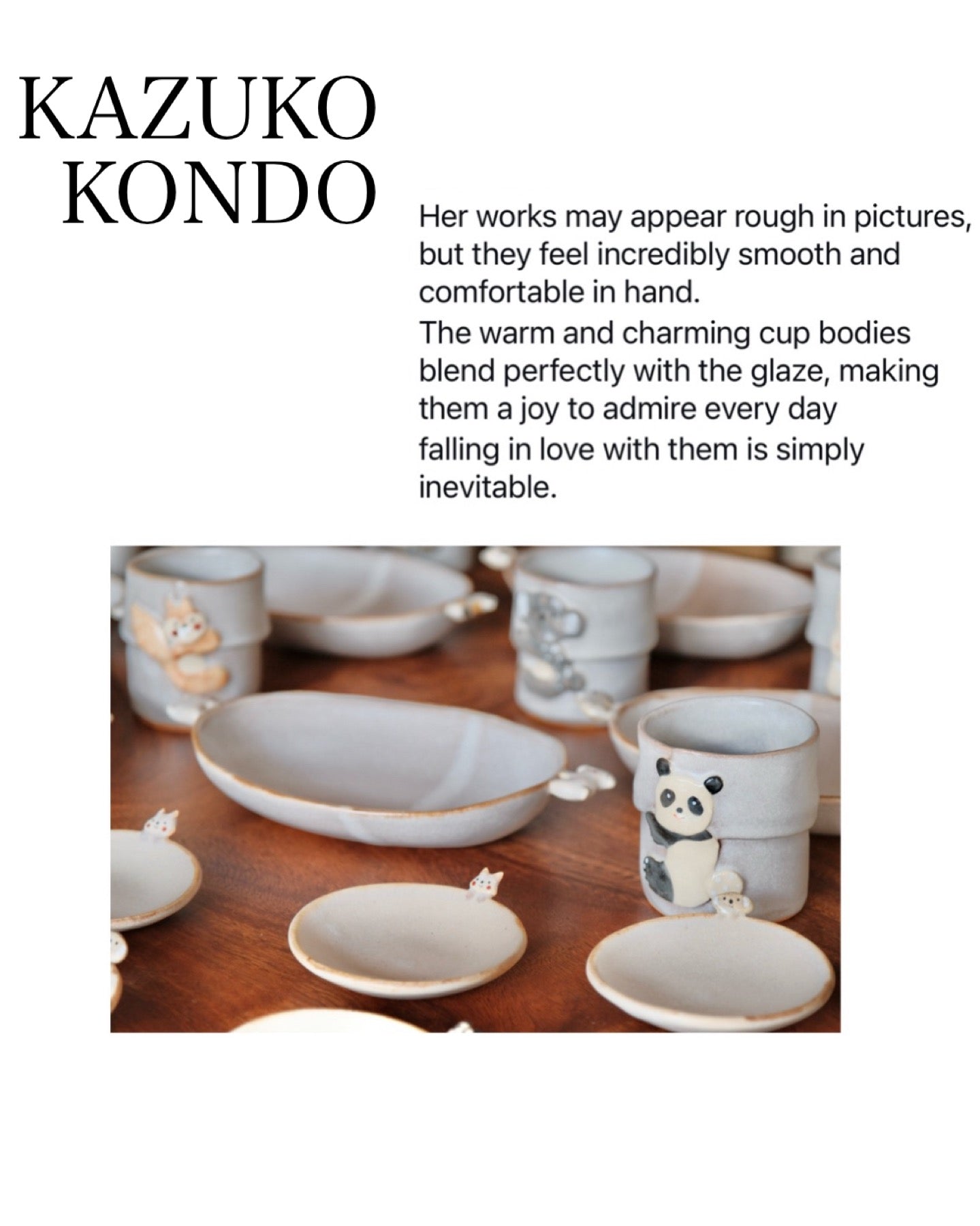 Artisans-Kazuko Kondo 近藤佳寿子 Handmade 3.7inch Small Dish Plate (panda)