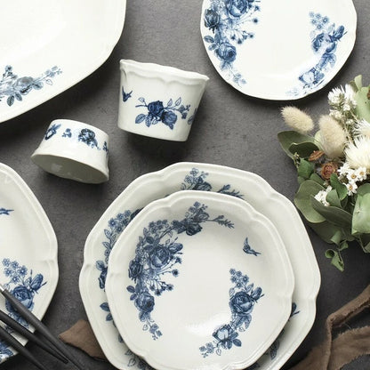 Japan Made Minoyaki Vintage Blue Rose Series