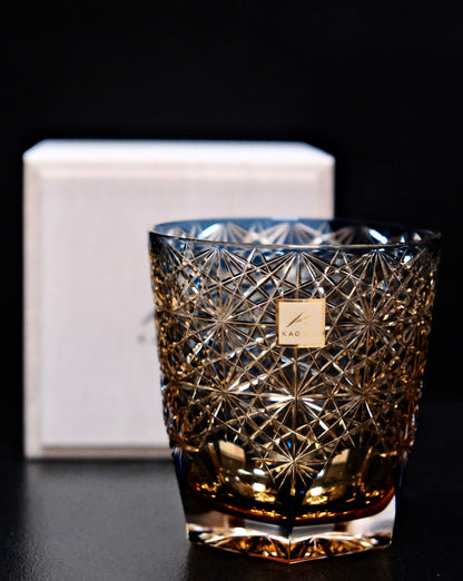 [KAGAMI CRYSTAL] | EDO KIRIKO | KASANEIROME OGIKU (CHRYSANTHEMUM IN ABUNDANCE) Whiskey Glass