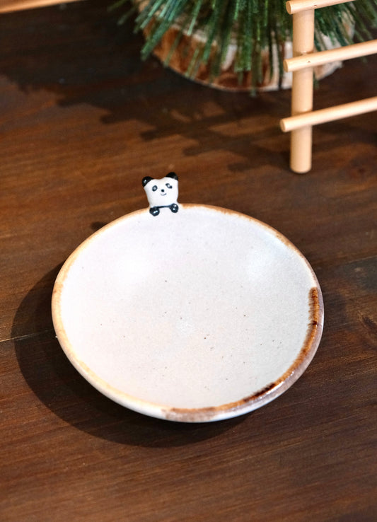 Artisans-Kazuko Kondo 近藤佳寿子 Handmade 3.7inch Small Dish Plate (panda)