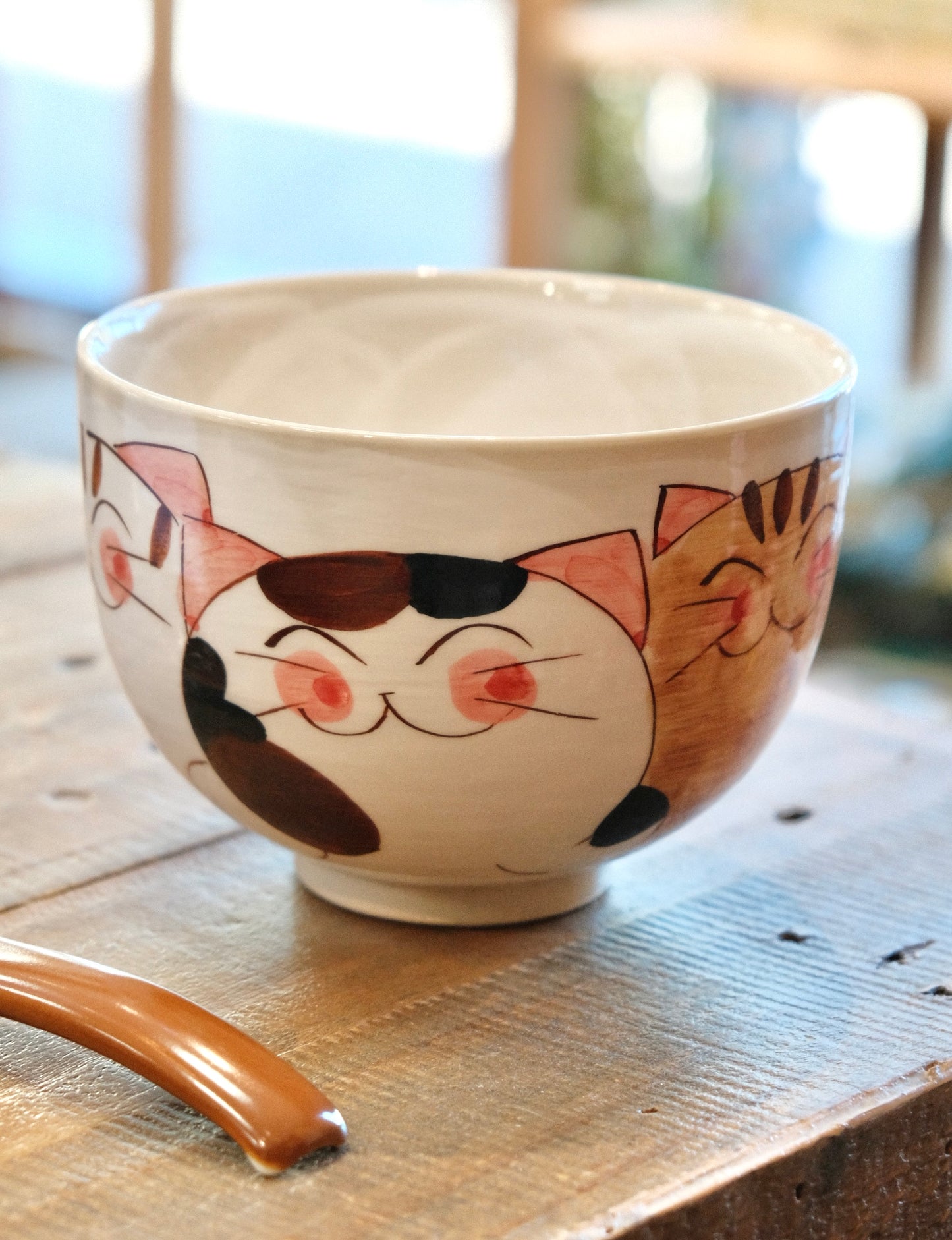 Hasami ware Handcraft Kitty Cat noodle Bowl (Large)