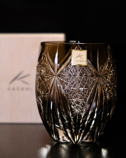 [KAGAMI CRYSTAL]  Whiskey Glass SUBARU (Black) By TATSUYA NEMOTO Master Of Traditional Crafts Edo Kiriko