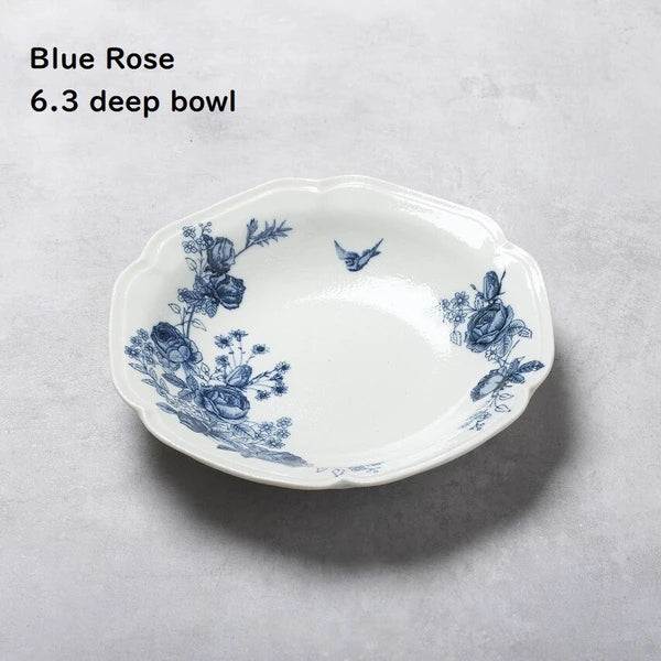 Japan Made Minoyaki Vintage Blue Rose Series