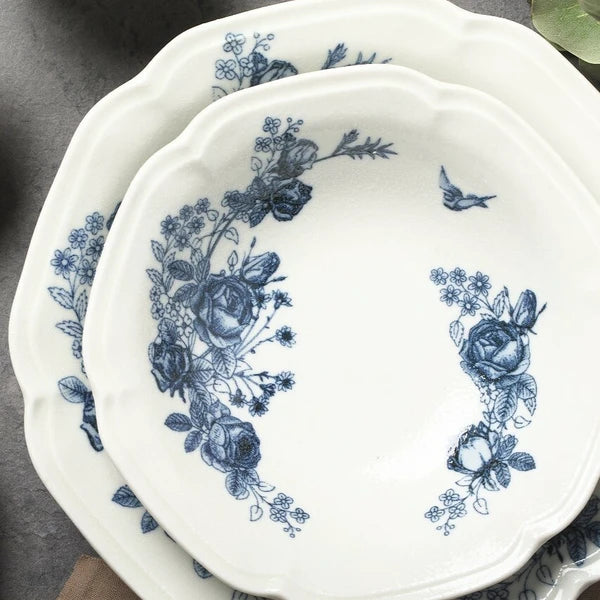 Japan Made Minoyaki Vintage Blue Rose Series