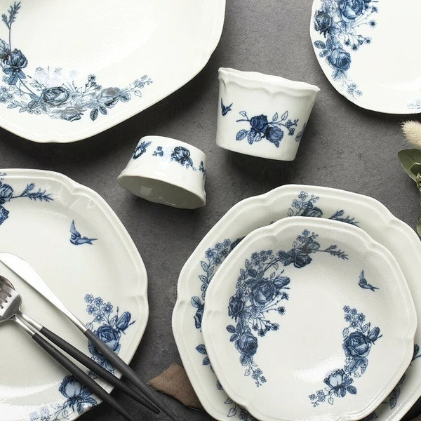 Japan Made Minoyaki Vintage Blue Rose Series