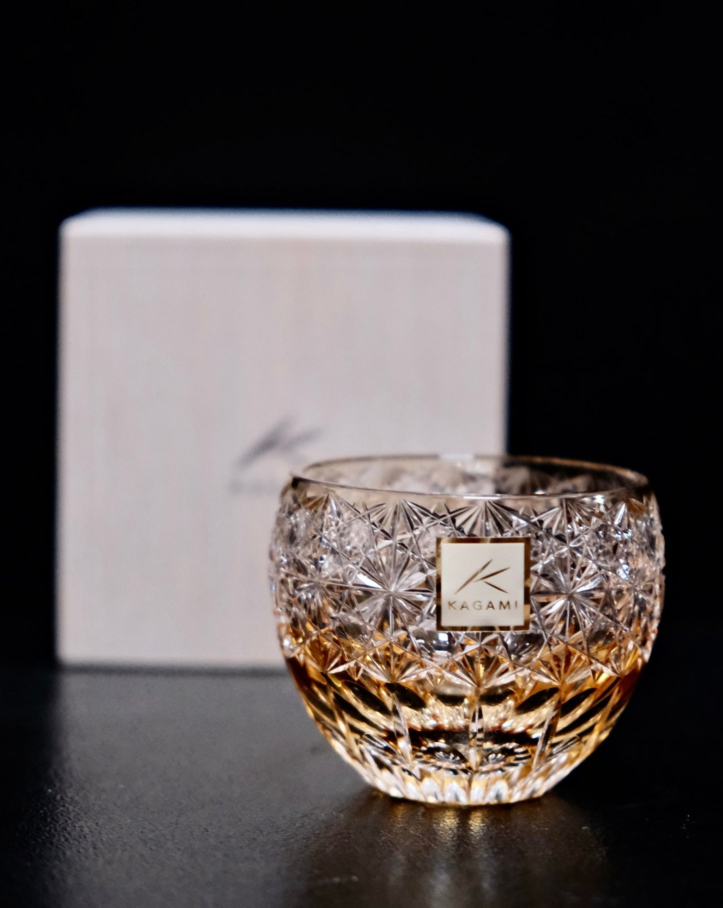 [KAGAMI CRYSTAL] | EDO KIRIKO | FUKA (DAZZLING WIND) BY JUNICHI NABETANI Master Of Traditional Crafts Sake Cup