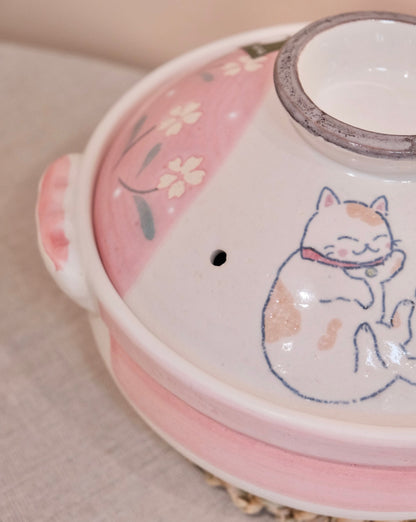 Cat Banko ware 2.3L/Size 8 Donabe/Clay Pot