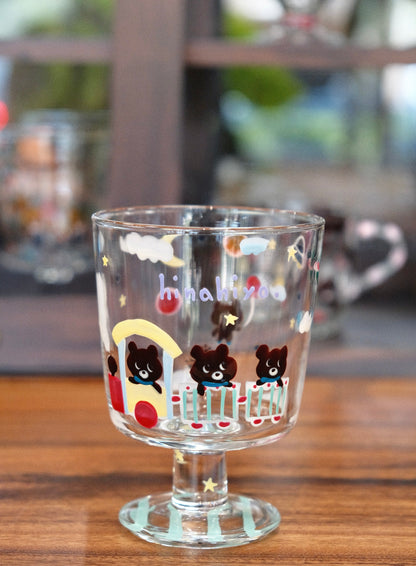 Hina Hiyo Club Hand-drawn Glass High Ground Cup #4