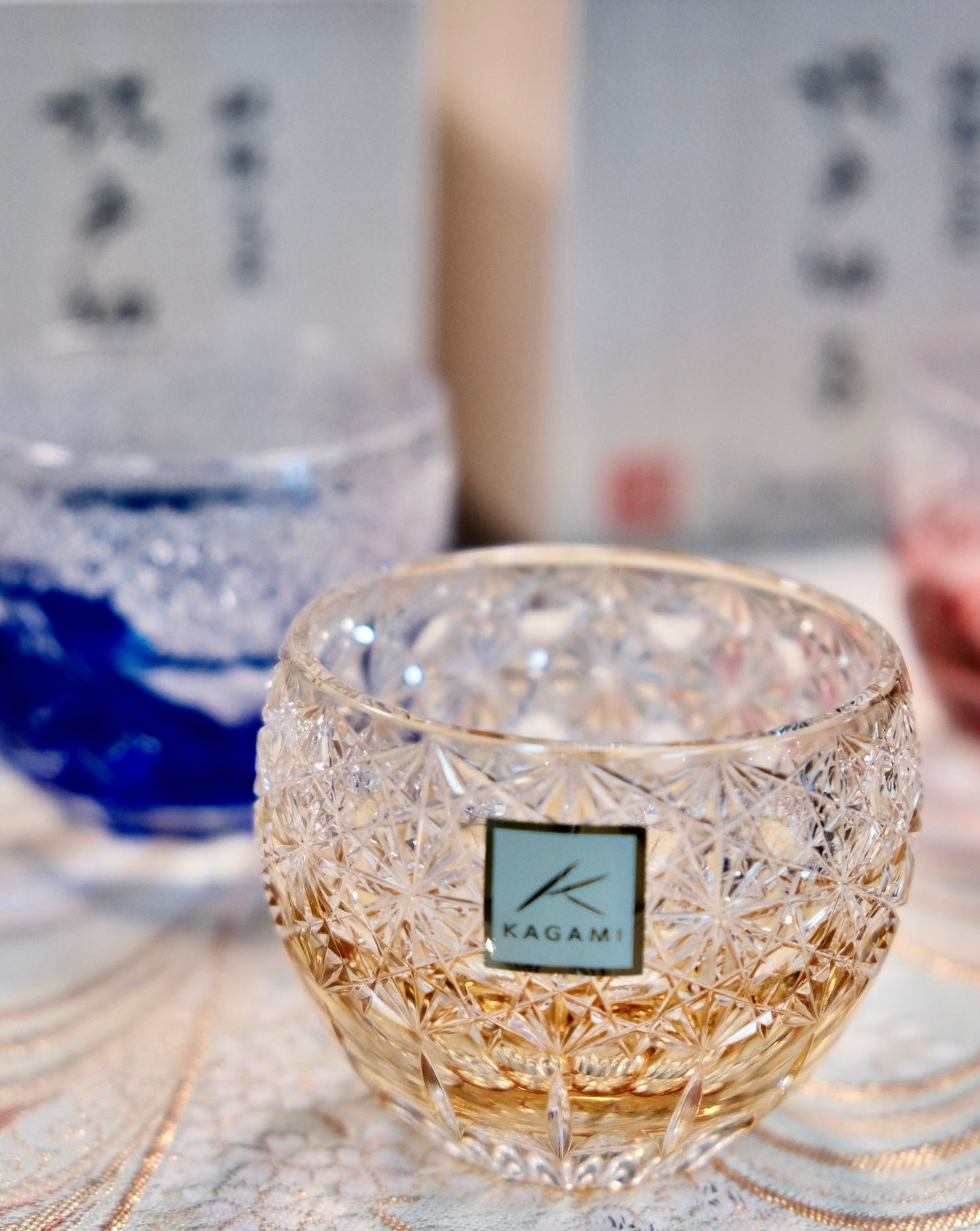 [KAGAMI CRYSTAL] | EDO KIRIKO | FUKA (DAZZLING WIND) BY JUNICHI NABETANI Master Of Traditional Crafts Sake Cup