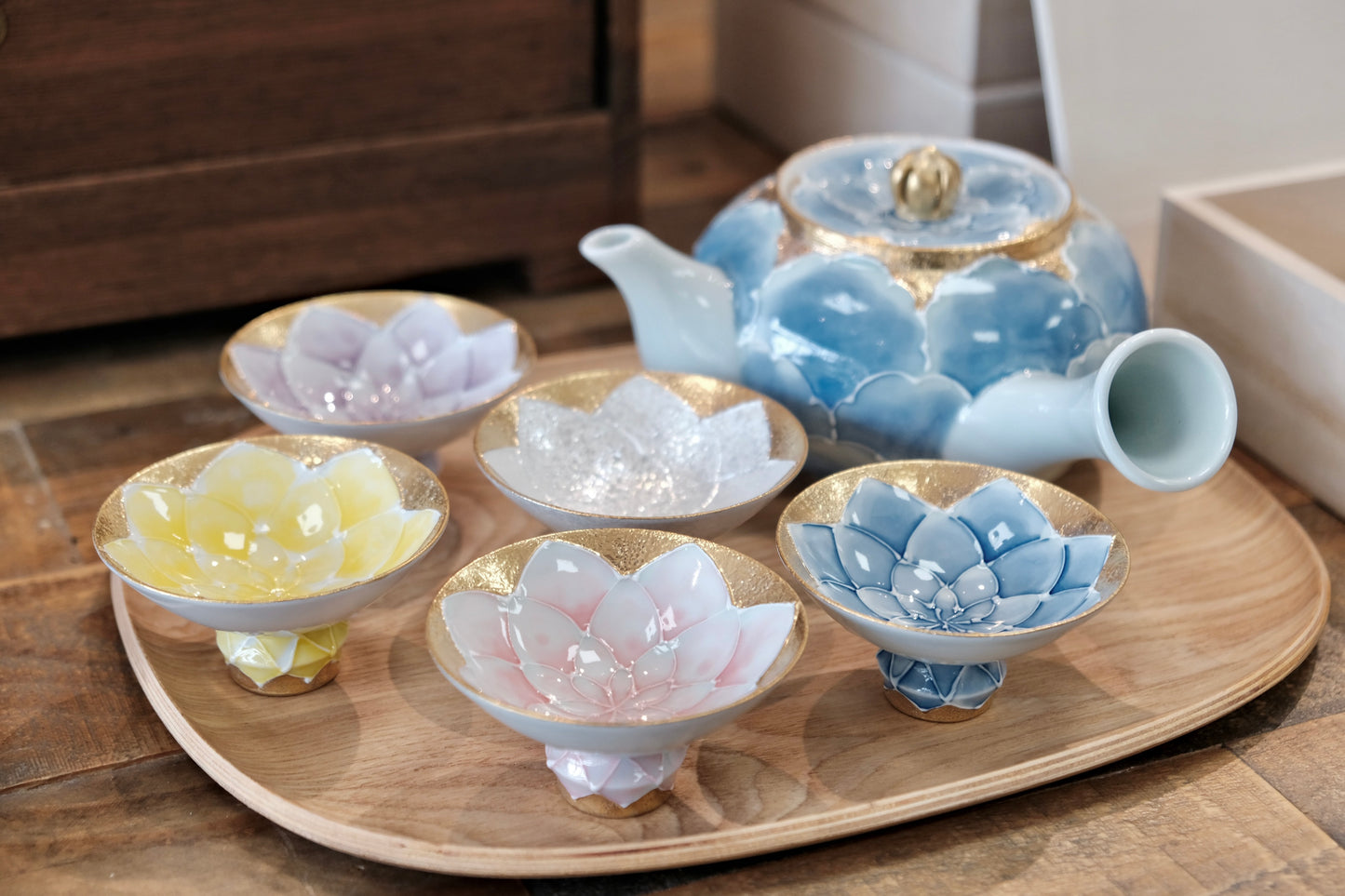 文山窯-Arita Yaki Peony Flower Tea Cups（Gift Box)