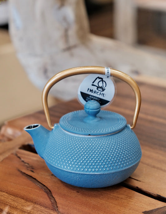 IWACHU Nambu Tekki Cast Iron 320ml “sky blue”Teapot （Gift Box）