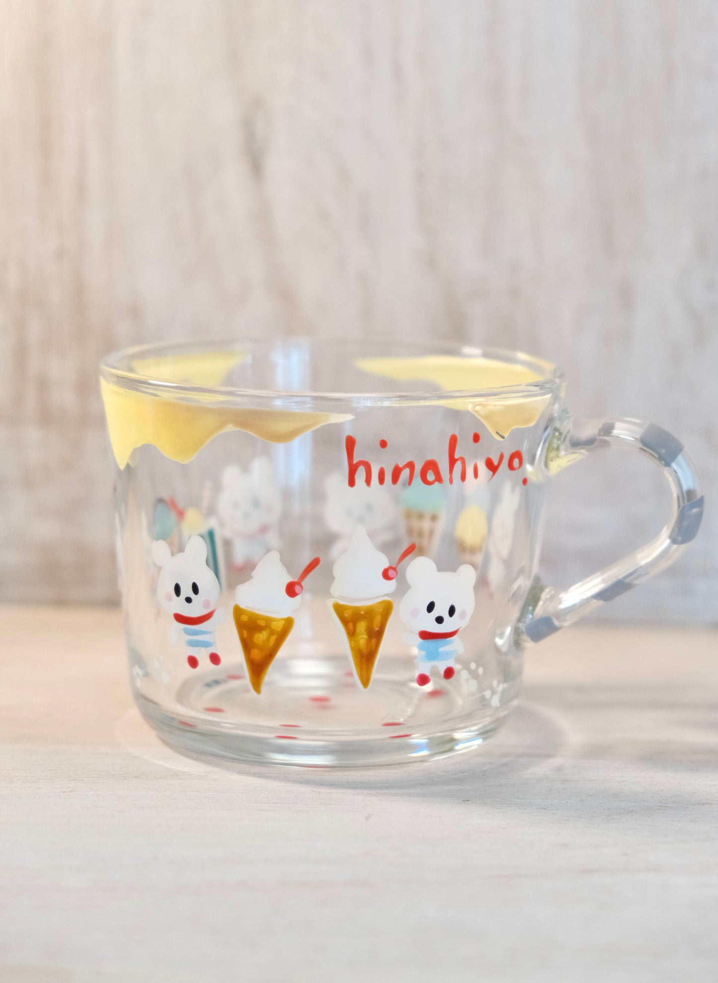 Hina Hiyo Club Hand-drawn Glass Mug #1