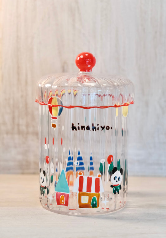 Hina Hiyo Club Glass Hand-drawn Container With Lid