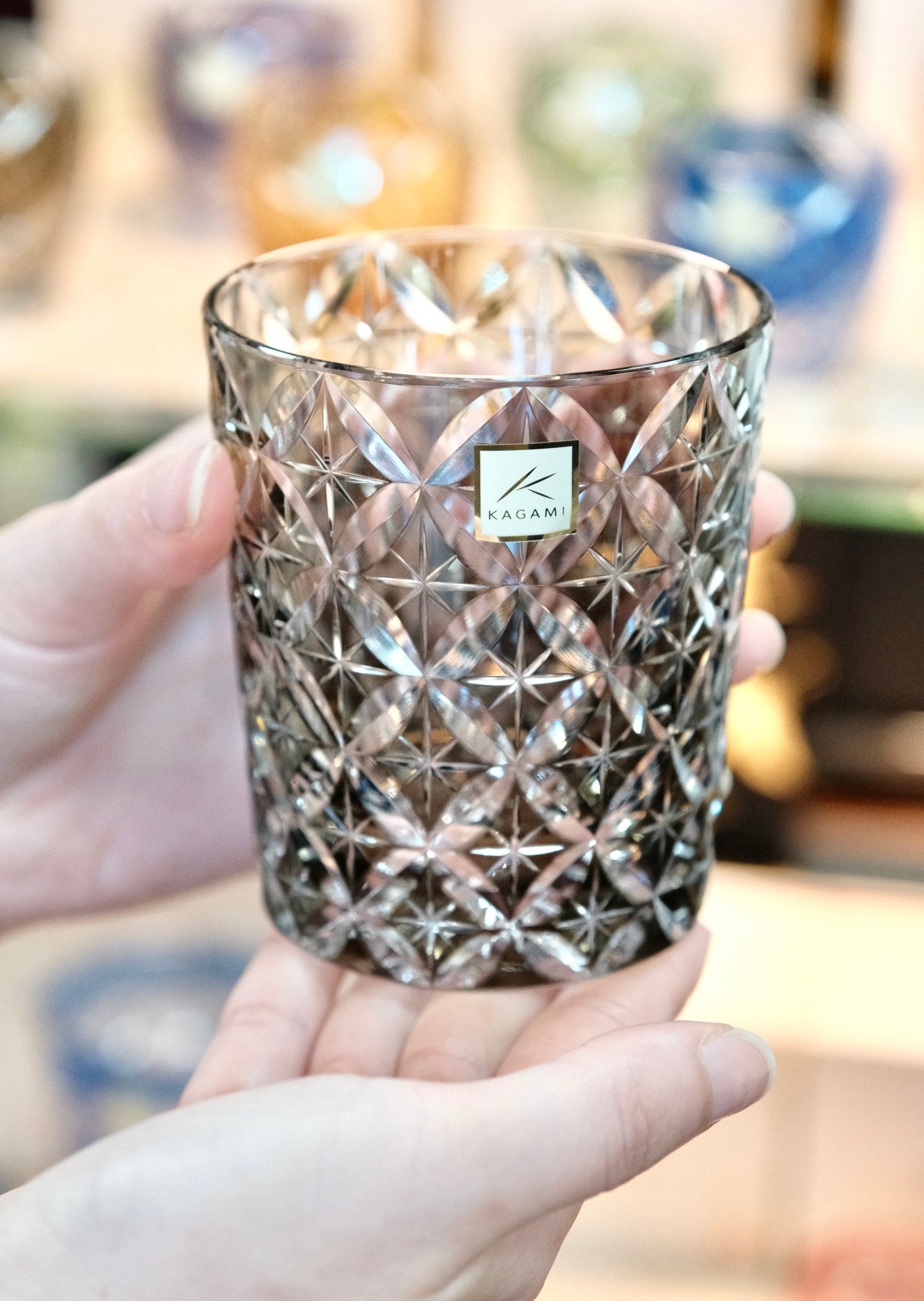 [KAGAMI CRYSTAL] | EDO KIRIKO | CIRCLE MESH BY SATOSHI NABETANI MASTER OF Traditional Crafts Whiskey Glass