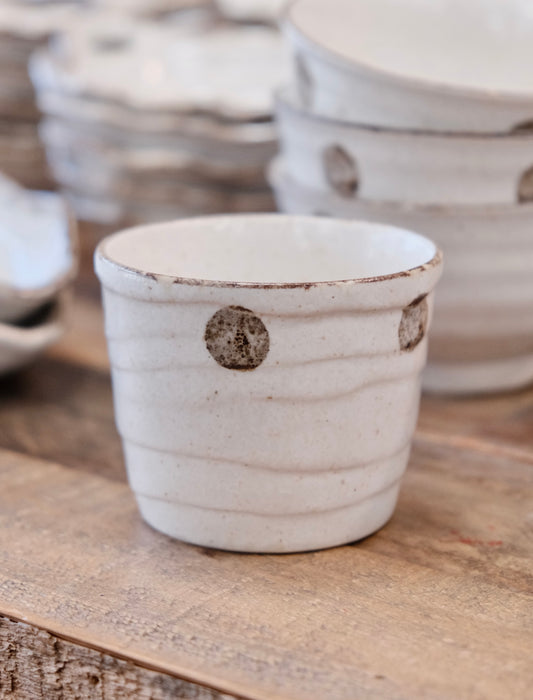 SHIROKARATSU Mino Ware Ceramic Tea Cup (Dot) 230ml