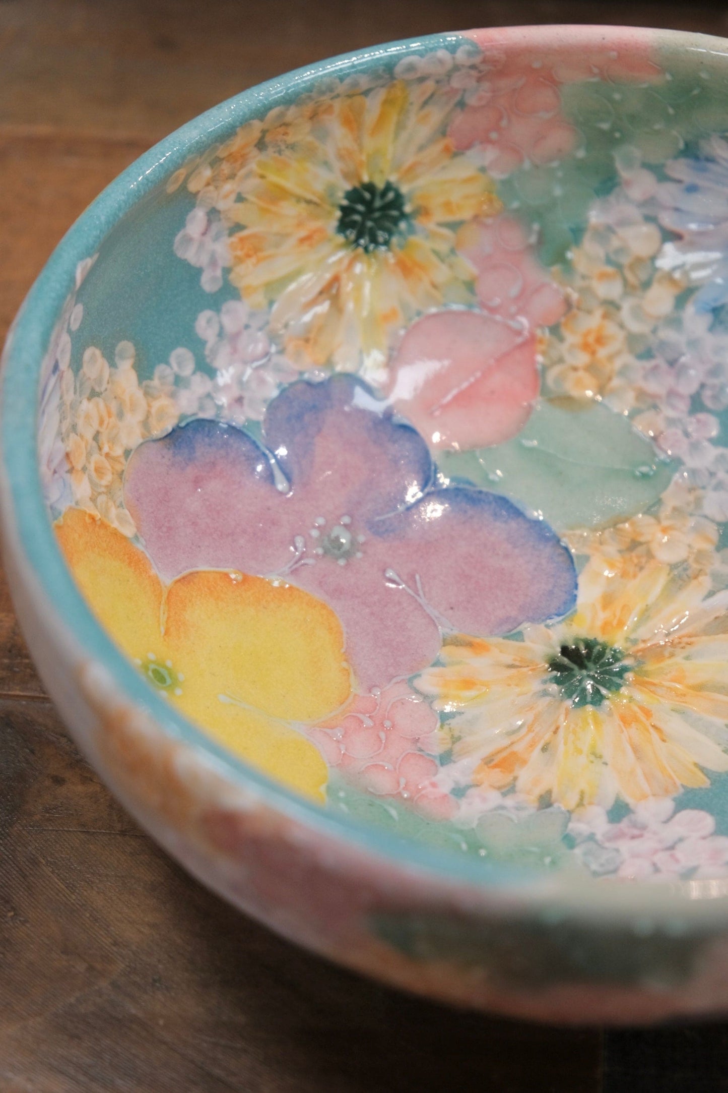 YUZURIHA Flower Handmade Ceramic Flowers Large Bowl #2 (Gift Box)