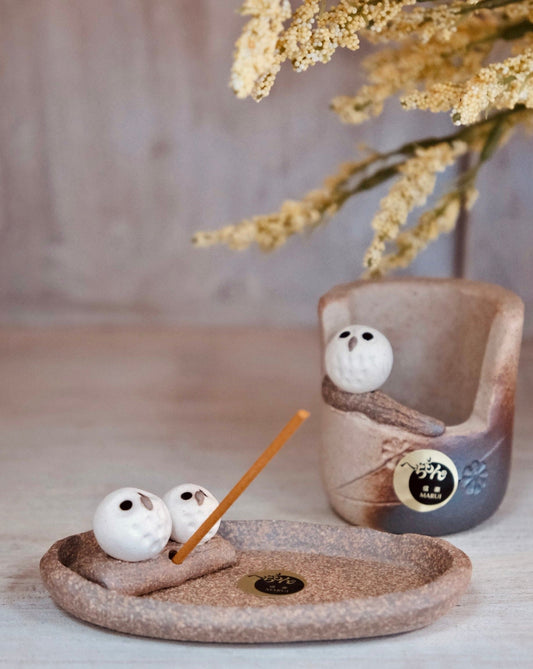 Shigaraki Yaki Owl Incense Stand (Gift box)