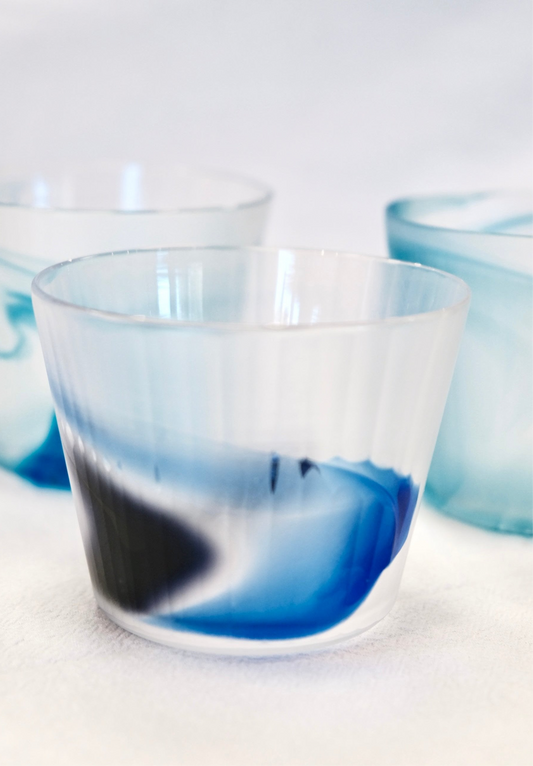 吉田晶乃 Akino Yoshida Handmade Glass Cups Dark Blue