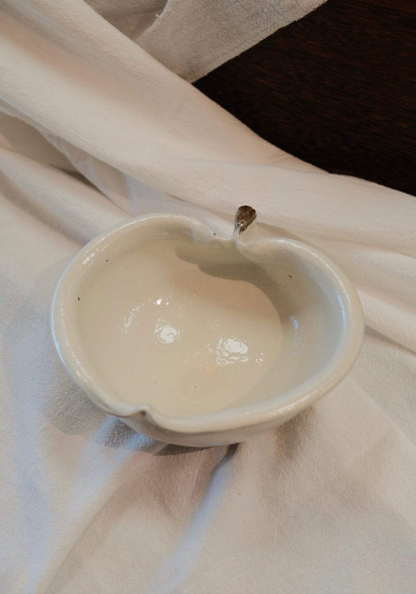 古谷浩一 Hirokazu Furutani Handmade Earthenware iron sprinkled apple bowl-White