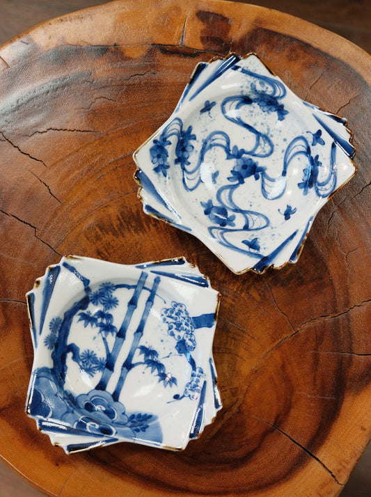 Arita Yaki Sometsuke Blue and White Handmade Paper Style Dish Plate