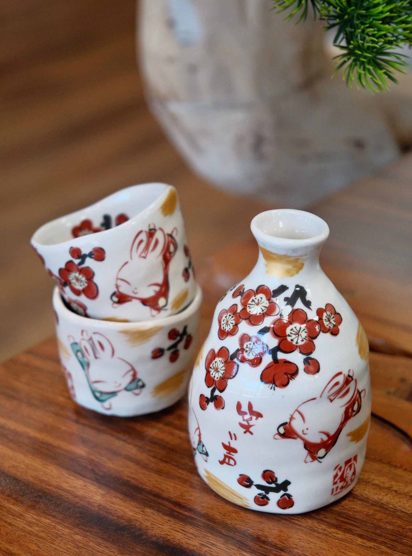 Yudachi Gama Handcraft Lucky Cat Sake Set - Limited Edition (Gift Box)