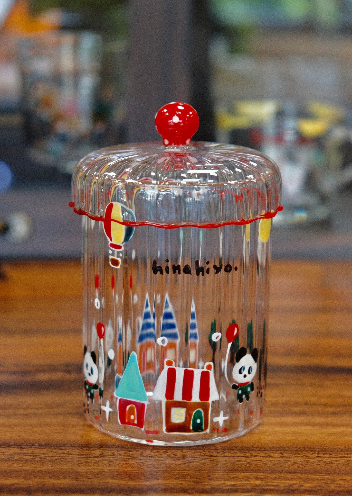 Hina Hiyo Club Glass Hand-drawn Container With Lid