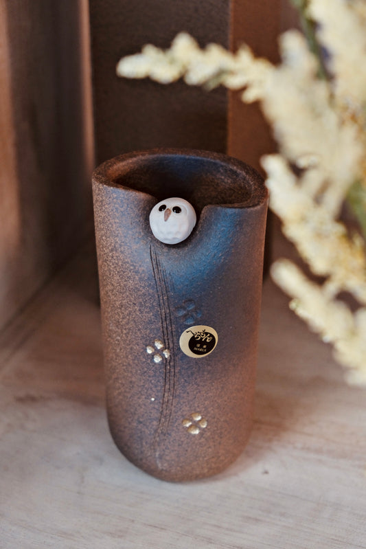 Shigaraki Yaki Owl Ceramic Flower vase