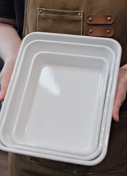 Noda Horo White Enamel Tray Series