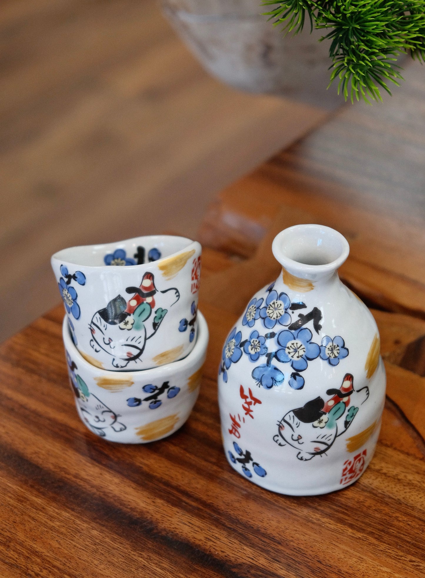 Yudachi Gama Handcraft Lucky Cat Sake Set - Limited Edition (Gift Box)