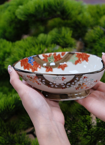 Arita Yaki Cherry blossom and Maple Flower Petal Dish Bowl (Gift Bowl)