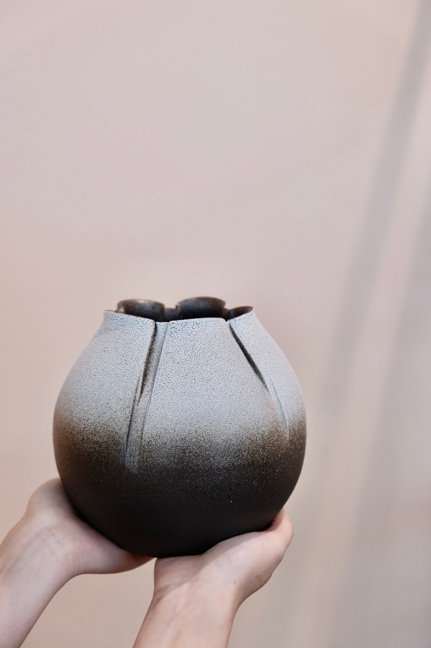 Shigaraki ware "Unmelted Snow" Round Vase (Gift Box)