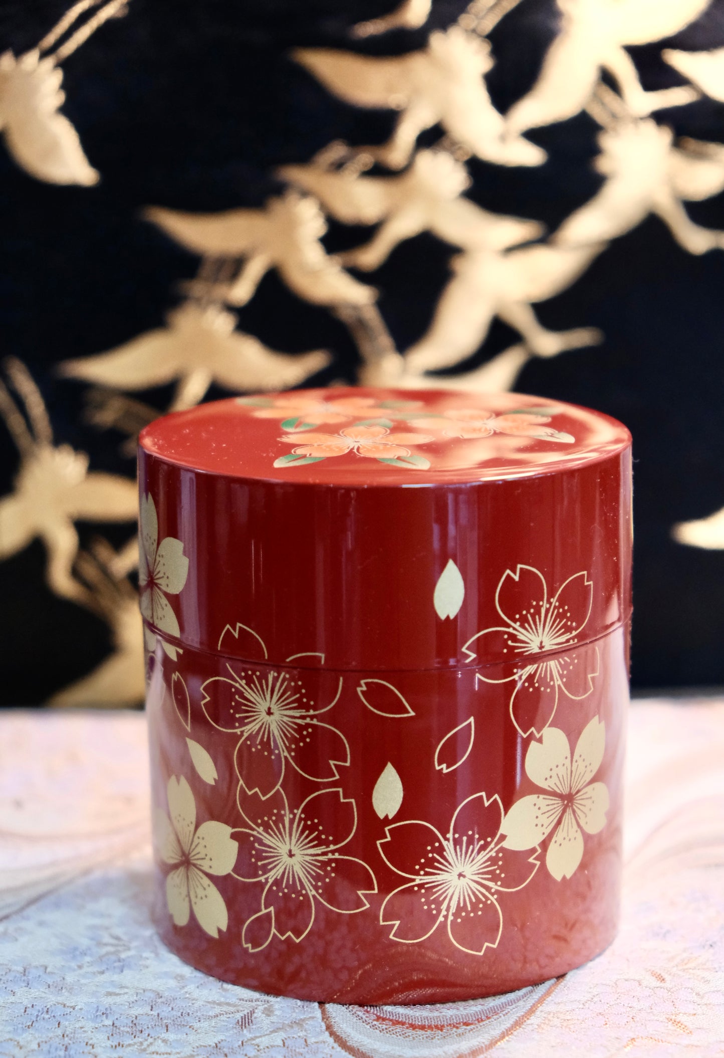 Japan lacquerware High Quality Cherry Blossom Tea Canister