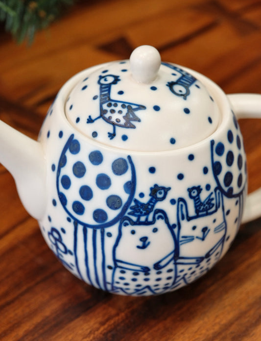 Artist-SANAE HAYASHIDA handmade Cat Large Teapot（Gift Box）