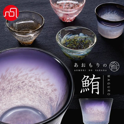 Tsugaru Handblown Sake Cup Set-The Seafood Delight Of Aomori 4pcs Set(Gift Set)