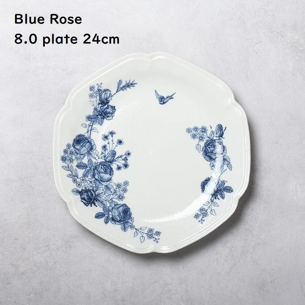 Japan Made Minoyaki Vintage Blue Rose Series