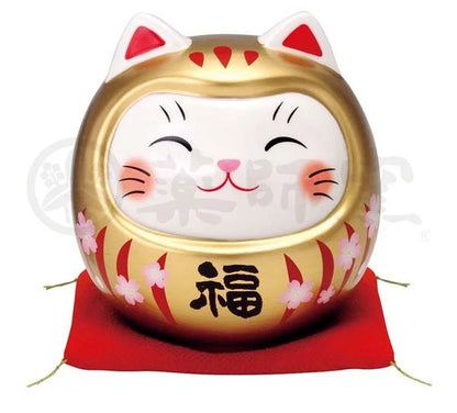 Lucky Daruma Golden Cat with Cherry Blossom Piggy bank Medium (Gift Box)