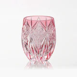 [KAGAMI CRYSTAL]  Whiskey Glass SUBARU (Red/Pink) By TATSUYA NEMOTO Master Of Traditional Crafts Edo Kiriko