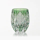 [KAGAMI CRYSTAL] Whiskey Glass SUBARU (Green ) By TATSUYA NEMOTO Master Of Traditional Crafts Edo Kiriko