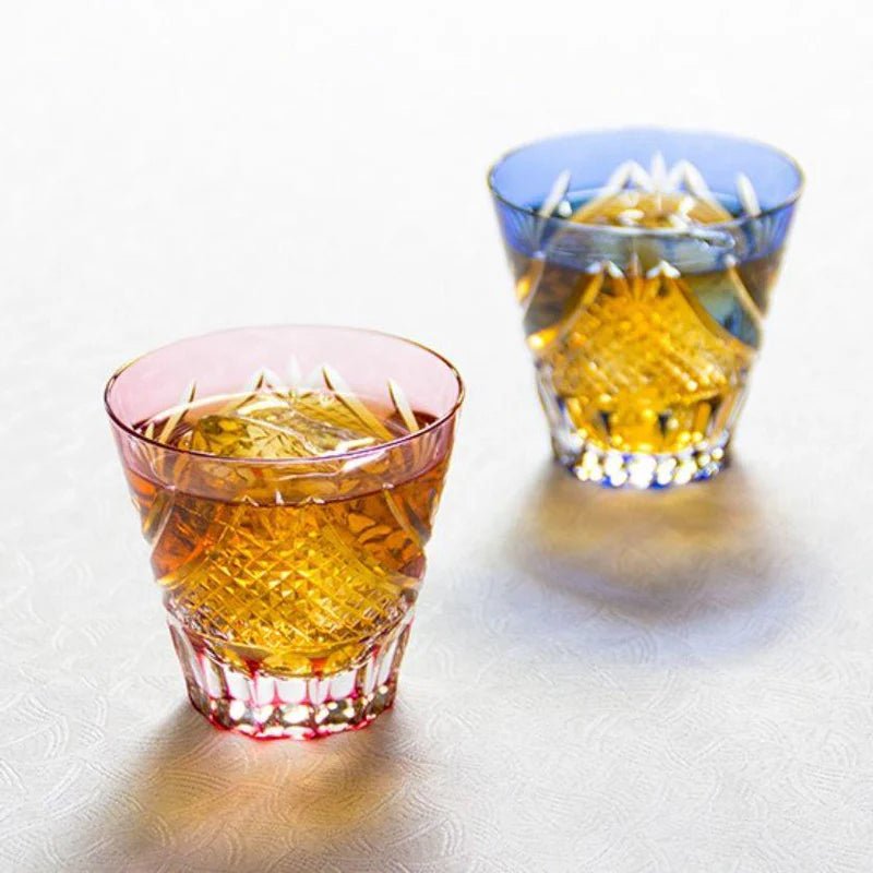 [KAGAMI CRYSTAL] A Pair Of Sake Cups FUJI | EDO KIRIKO |