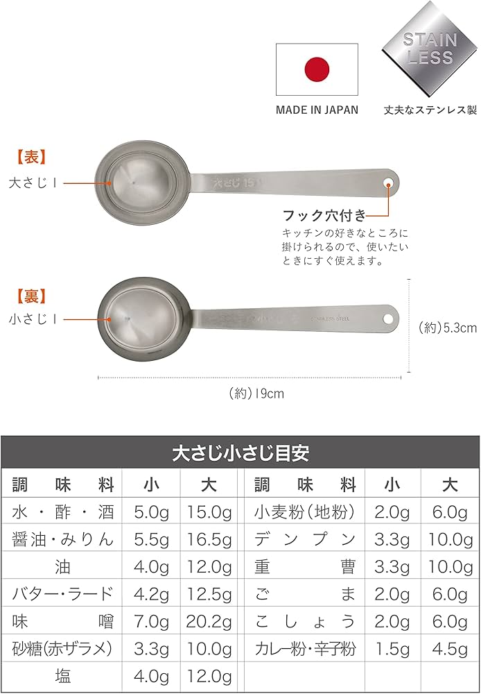 Japan Made Atomico Stainless Steel double sided Measuring Spoon