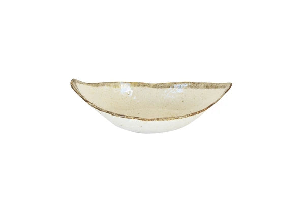 SHIROKARATSU Mino Ware Ceramic Leaf Shape Bowl