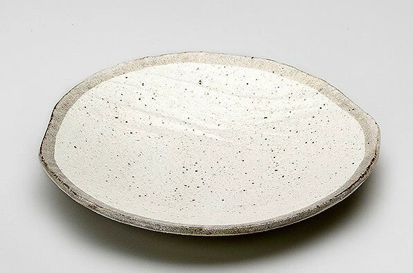 SHIROKARATSU Mino Ware Ceramic Large Round leaf shaped Main Plate