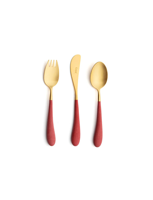 Cutipol Alice 3-pc Children's Flatware Set-Red Gold (Gift box)