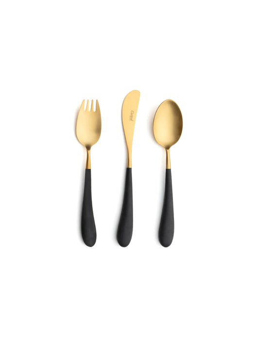 Cutipol Alice 3-pc Children's Flatware Set-Black Gold (Gift box)