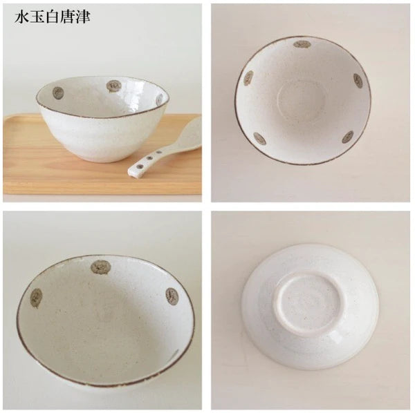 SHIROKARATSU Mino Ware Ceramic Soup/Noodle Bowl (dots)