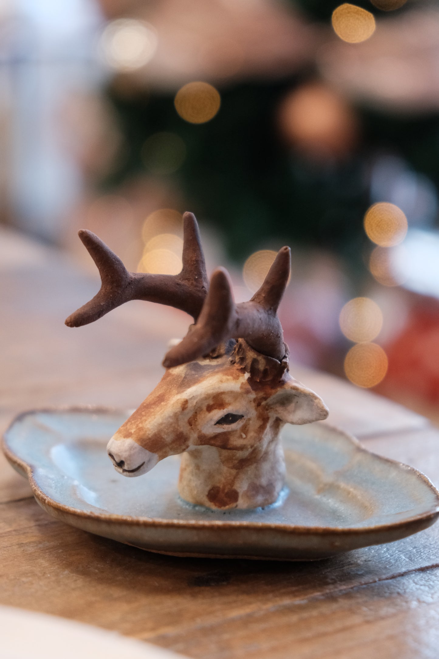 Artisans-森安幸代 Acne Pottery Studio Handmade Jewelry Tray (Deer)